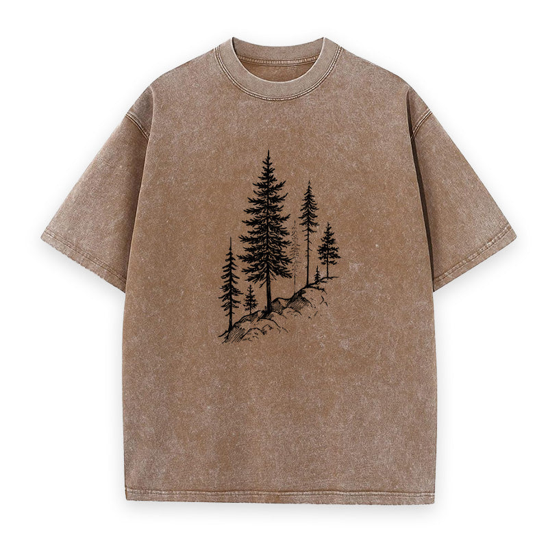 Pine Tree Forest on Mountain Side Unisex Tee