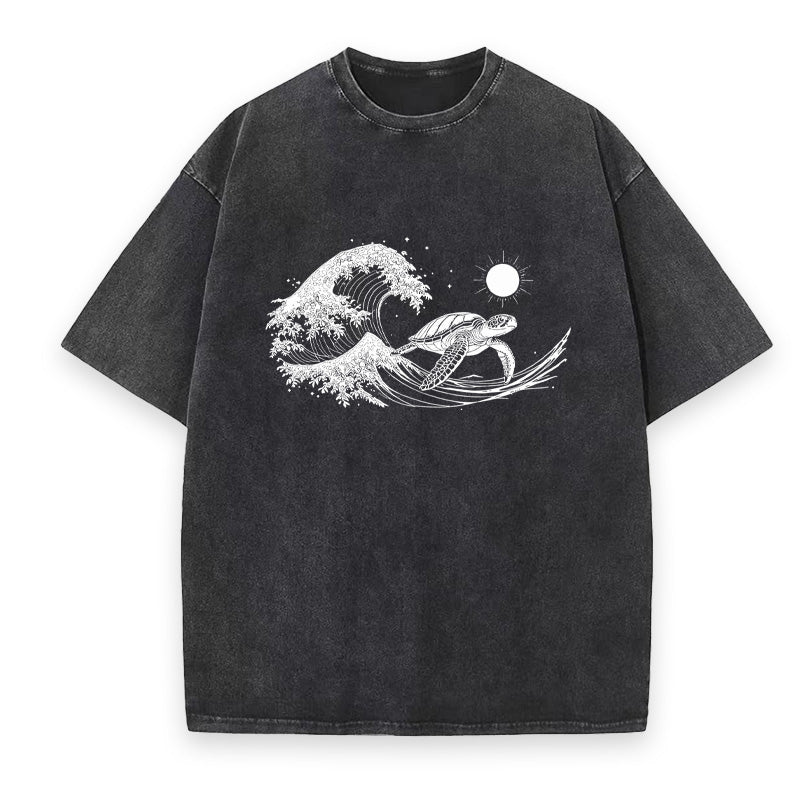 Ocean Turtle & Sunlit Waves Unisex Tee