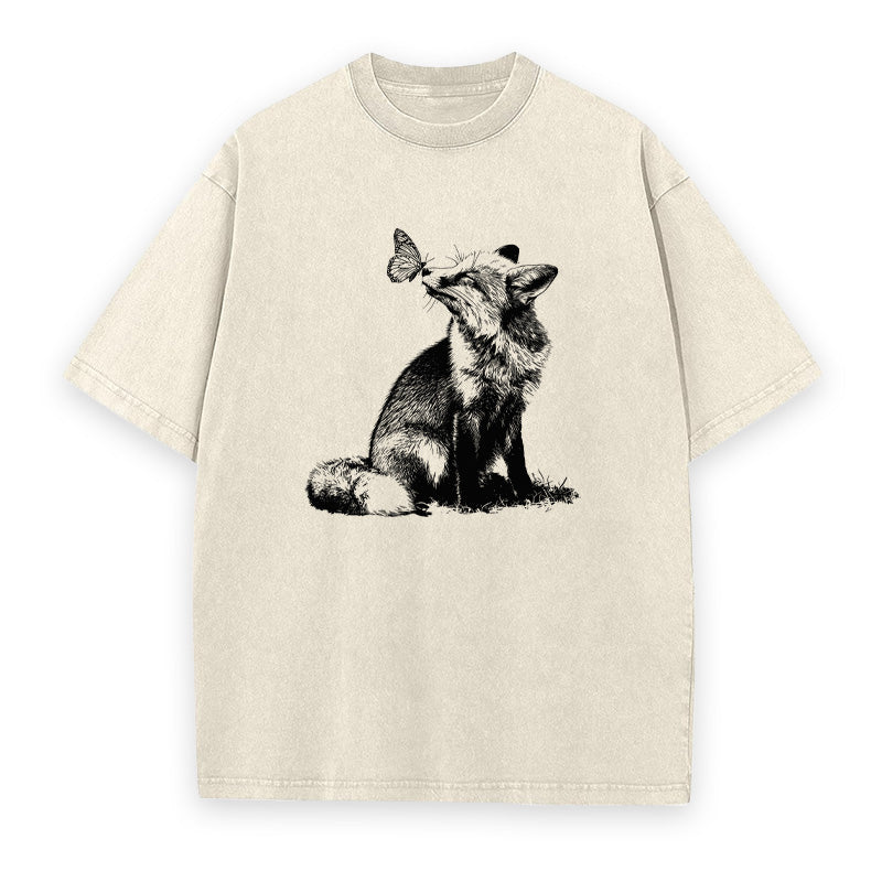 Retro Fox and Butterfly Unisex Tee
