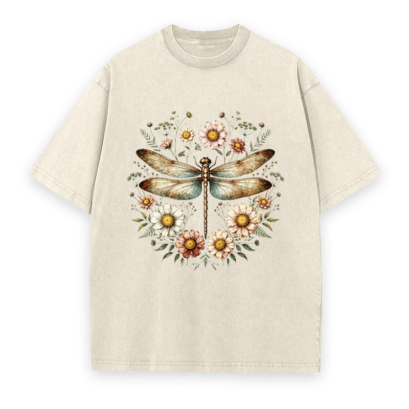 Vintage Floral Dragonfly Unisex Tee