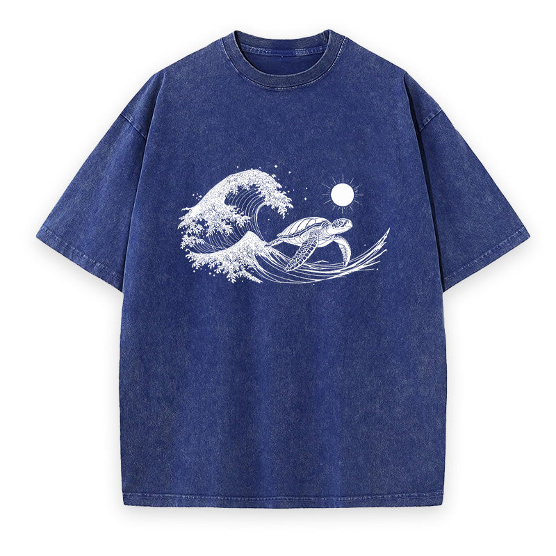Ocean Turtle & Sunlit Waves Unisex Tee