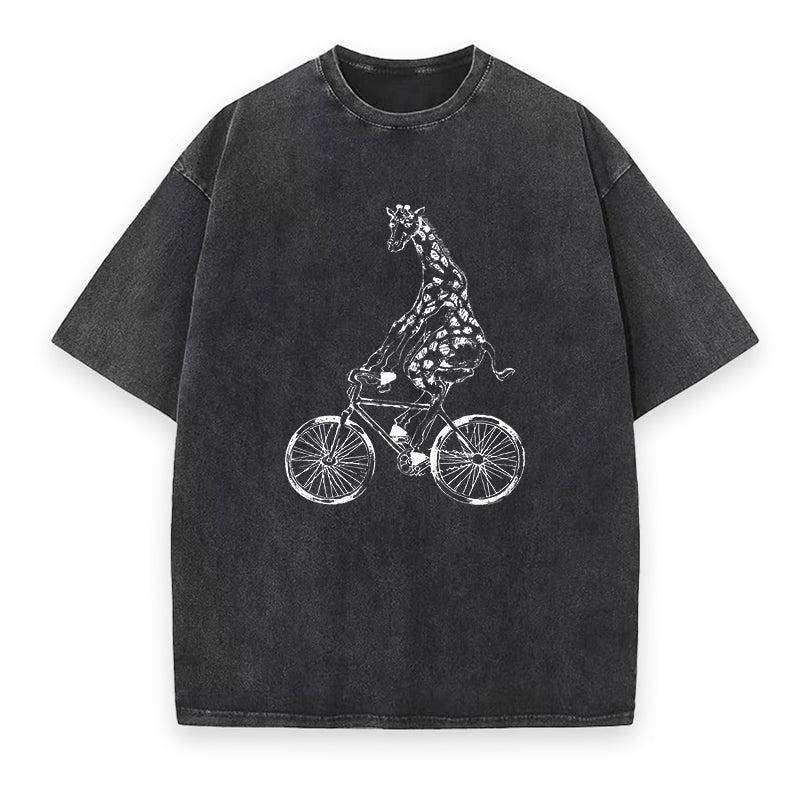 Giraffe on a Bike Unisex Tee