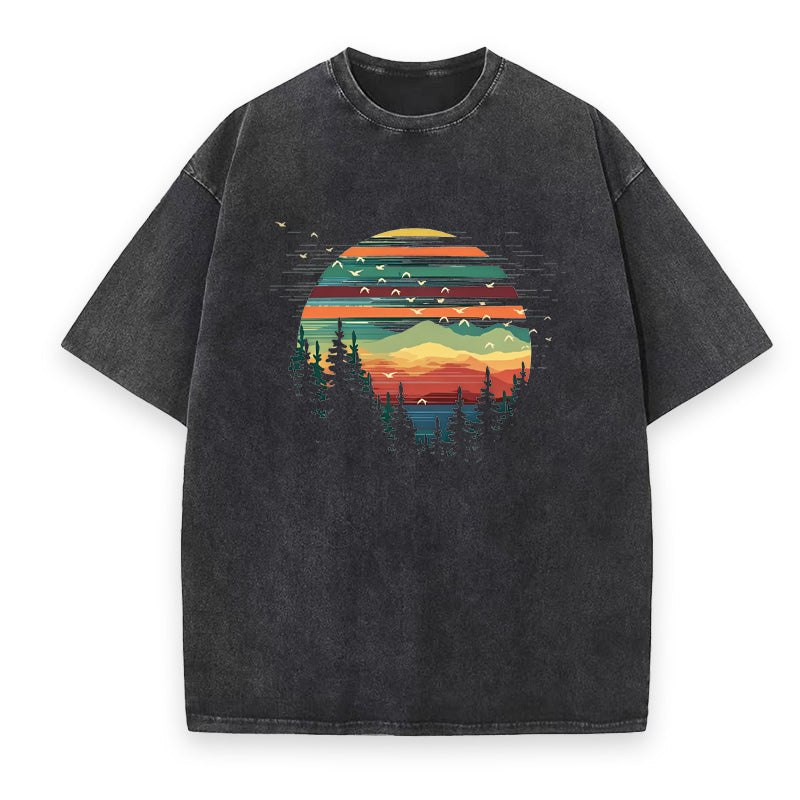 Retro Forest Sunset Unisex Tee