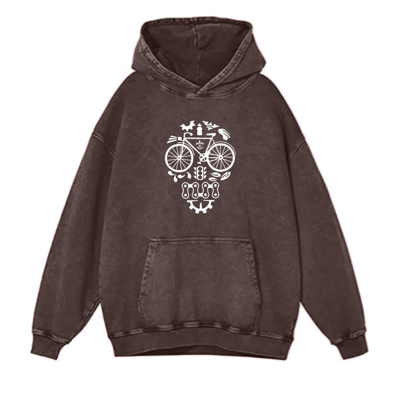 Bicycle with a skull face design hoodies