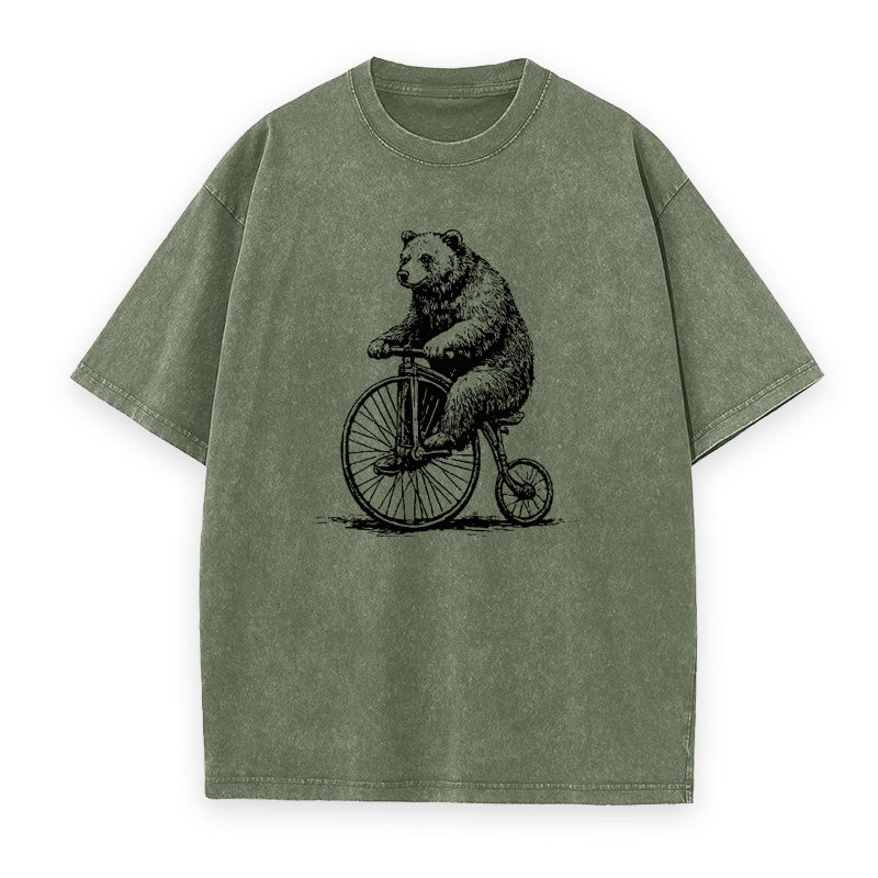 Funny Bear Riding Bicycle Unisex Tee